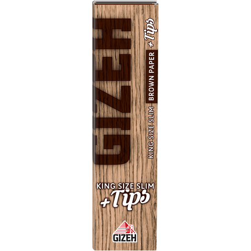Gizeh Braun King Size Slim + Tips – 34 Blättchen + 34 Tips – Box mit 26 Heftchen