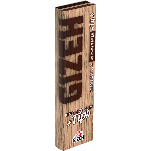 Gizeh Braun King Size Slim + Tips – 34 Blättchen + 34 Tips – Box mit 26 Heftchen