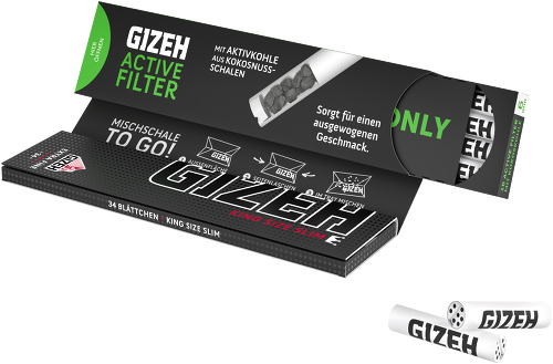 Pack combiné Gizeh Noir – King Size Slim 34 feuilles + 16 filtres – Prix avantageux