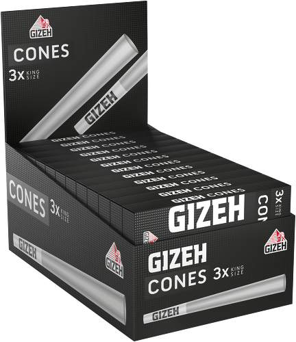 Gizeh Black Cones + Tip – 24 × 3er Box – 72 vorgedrehte King Size Cones mit Papierfilter