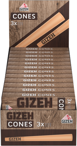Gizeh Brown Cones + Tip – 24 × 3er Box – 72 vorgedrehte King Size Cones mit Papierfilter