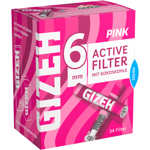 Filtre actif rose Gizeh 6 mm – 10 x 34 (340 filtres)