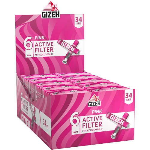 Filtre actif rose Gizeh 6 mm – 10 x 34 (340 filtres)