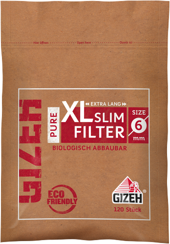 Gizeh Pure XL Slim Biologisch Abbaubar Filter - 10x120 Sparpack - Gizeh Filter