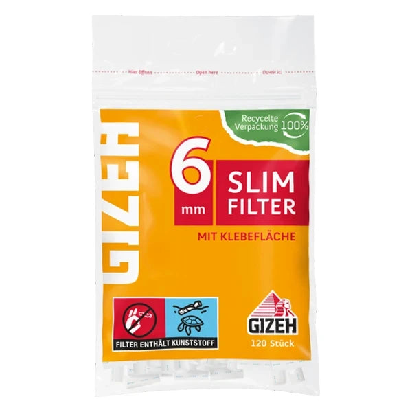 Gizeh Slim Filter 6mm - Verpackung mit 120 Filtern im Beutel