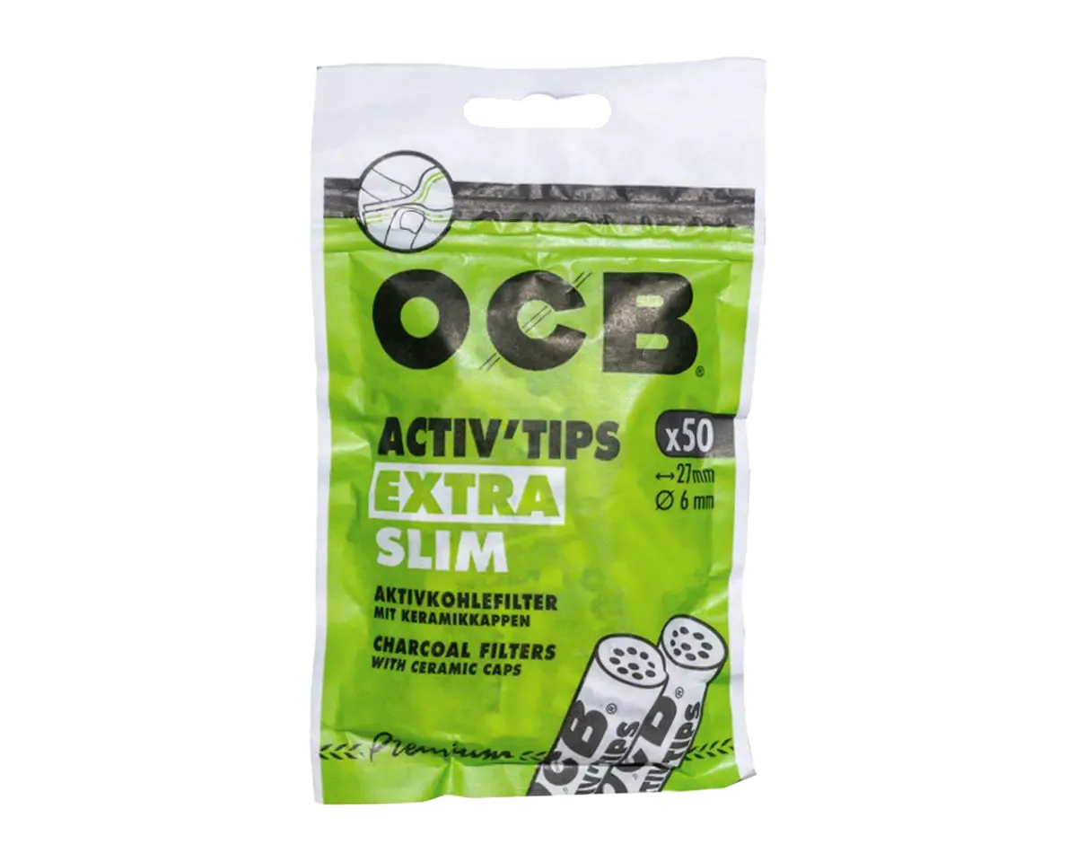 OCB ACTIV'TIPS Extra Slim 6mm Aktivkohlefilter 50 Stück Verpackung