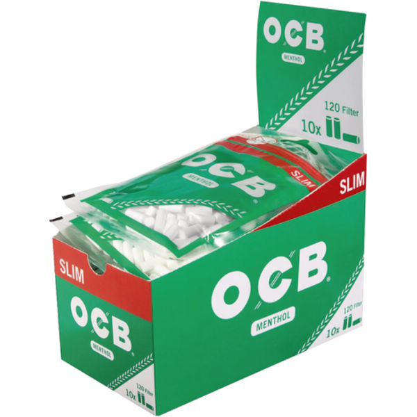 OCB Menthol Slim 6 mm Mentholfilter – 10×120er Pack – Frische Filter für selbstgedrehte Zigaretten