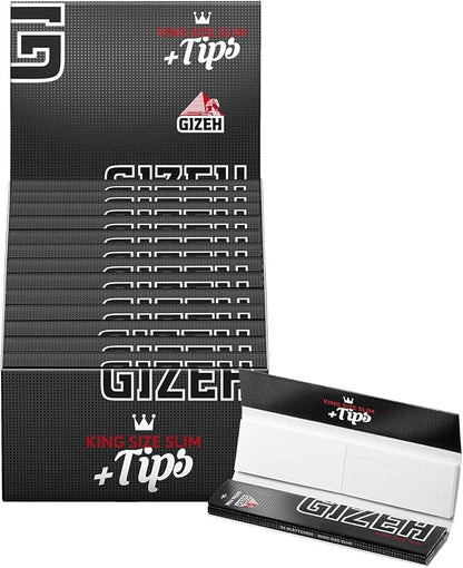 Gizeh Schwarz King Size Slim 34 Papers Tips 50er Box