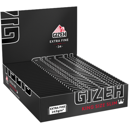 Papiers Gizeh Black King Size Slim - 34 feuilles (25 carnets) - Pas cher en ligne
