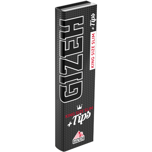 Gizeh Schwarz King Size Slim + Tips – 34 Blättchen + 34 Tips – Box mit 26 Heftchen