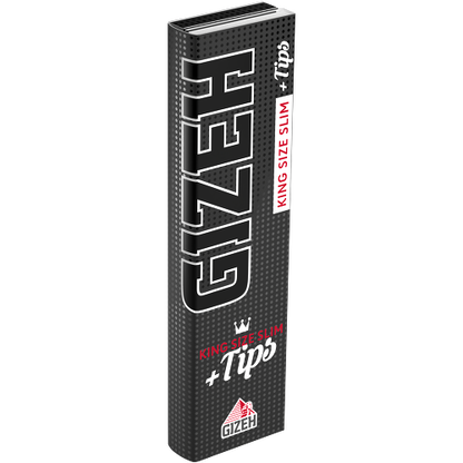 Gizeh Schwarz King Size Slim + Tips – 34 Blättchen + 34 Tips – Box mit 26 Heftchen