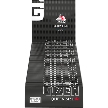 Gizeh Schwarz Queen Size Blättchen – 50 Papers + 50 Tips – Box 26 Stück
