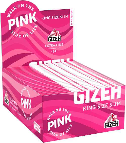 Pack combiné Gizeh Pink – King Size Slim 34 feuilles + 16 filtres actifs (boîte de 16)