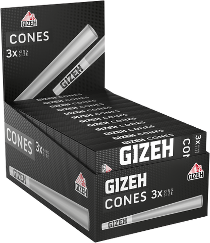 Gizeh Black Cones + Tip – 24 × 3er Box – 72 vorgedrehte King Size Cones mit Papierfilter