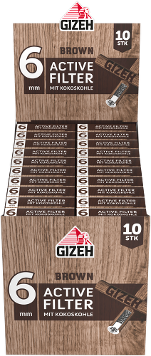 Gizeh Brown Aktivkohlefilter 6mm – 200 Stück – 20 × 10er Box