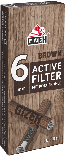 Gizeh Brown Aktivkohlefilter 6mm – 200 Stück – 20 × 10er Box