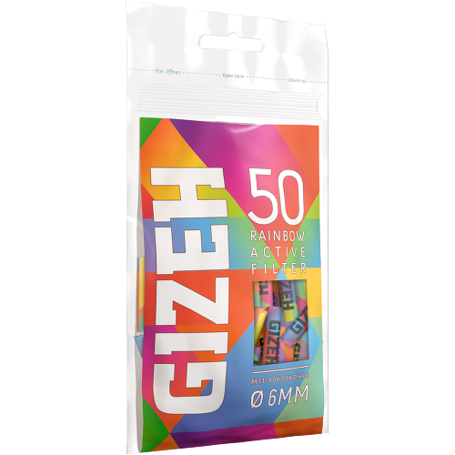 Gizeh Rainbow Aktivfilter 6mm – 10 Beutel à 50 Stück – Günstig
