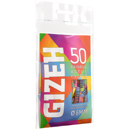 Gizeh Rainbow Aktivfilter 6mm – 10 Beutel à 50 Stück – Günstig