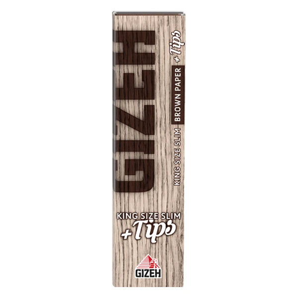 Packung Gizeh Brown King Size Slim Blättchen mit 34 Tips - Ungebleicht