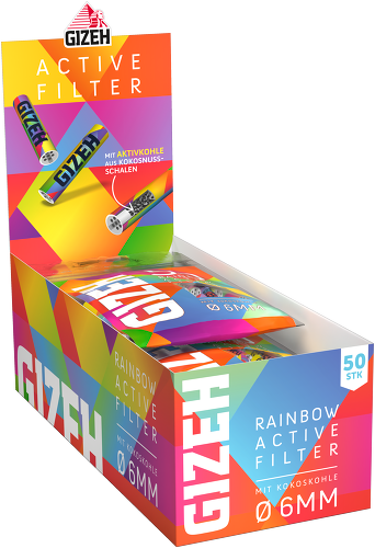Gizeh Rainbow Aktivfilter 6mm 10 Beutel à 50 Stück Günstig