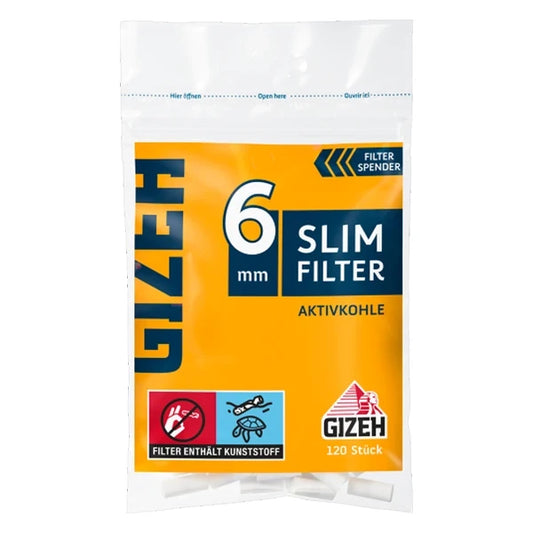 Gizeh Slim Aktivkohlefilter – 120 Stück – 6mm Durchmesser – Triple-Filter-System – Gizeh Original