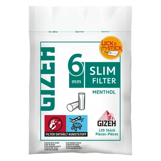 Gizeh Slim Filter Menthol – 120 Stück – 6mm Durchmesser – Mentholgeschmack – Gizeh Original