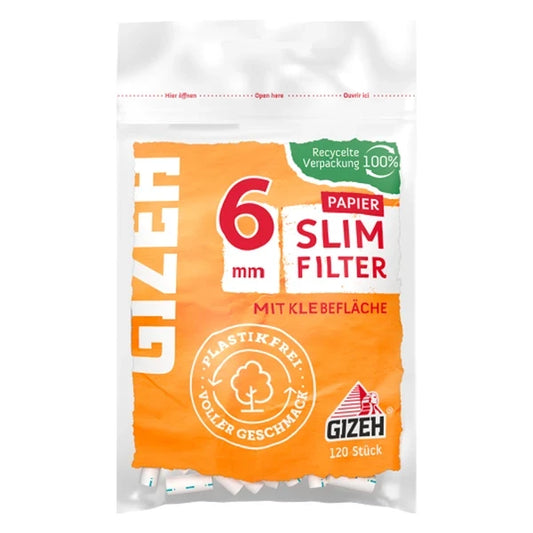 Gizeh Slim Filter – 120 Stück – 6mm Durchmesser – Mit Klebefläche – Gizeh Original