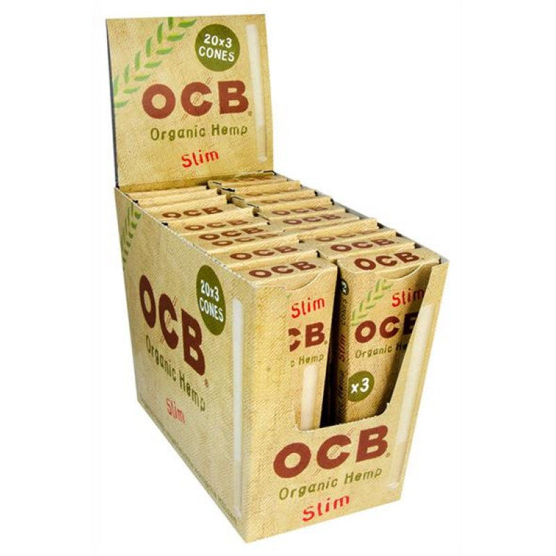 OCB Organic Hemp Slim Paper Cones – 60er Pack – Bio-Hanf Cones mit integriertem Tip