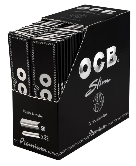 OCB Premium Slim Zigarettenpapier – 50 Heftchen à 32 Blatt – King Size – Schwarz