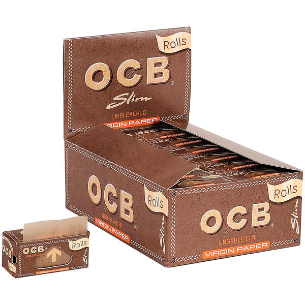 OCB Slim Virgin Ungebleicht Rollpapiere – 24er Pack – Umweltfreundliche Blättchen 109 × 44 mm